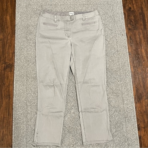 Chico's Pants - Chicos Pants Womens Size 1 Gray Straight Leg Crop Cotton Stretch Lightweight